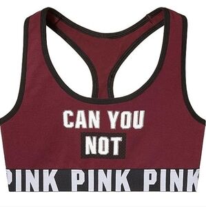 Victoria's Secret PINK "Can You Not" Burgundy Sports Bra size small